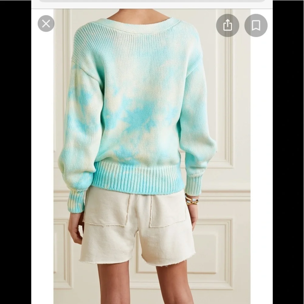 NWT Free People x LoveShackFancy Gallatin Pullover Sweater Aqua Small